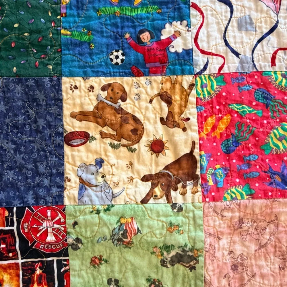 Small hand crafted patchwork child theme quilt